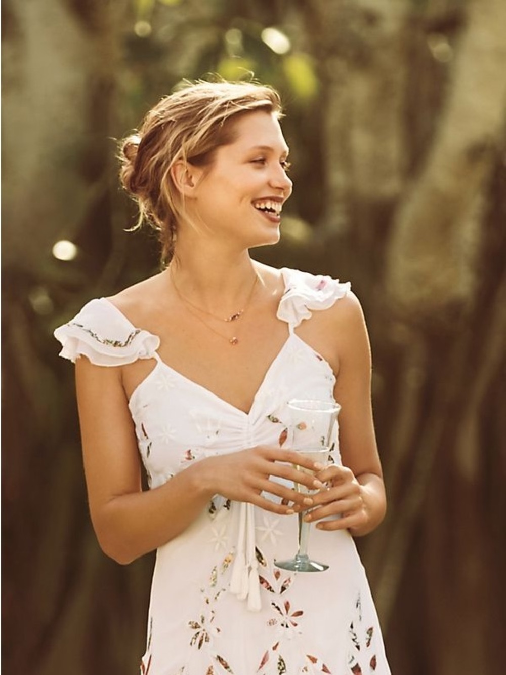FARM Rio Cream Maxi Dress with Pink & Green Floral Print